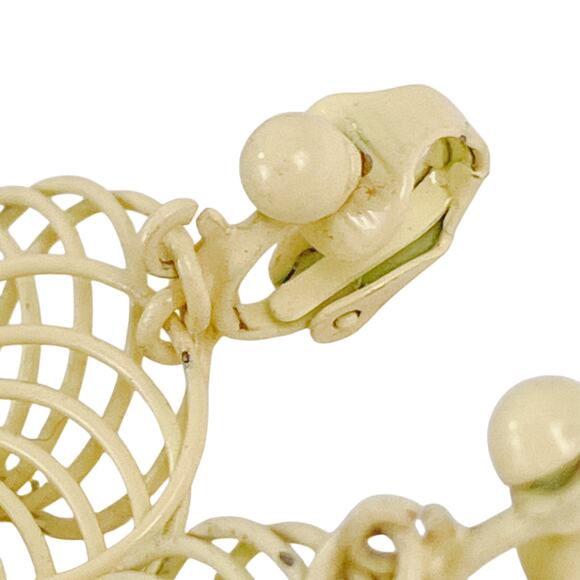 Vintage 1960s Earrings Mod Spiral Yellow Enameled Wire Clip On Mid Century - Picture 7 of 10